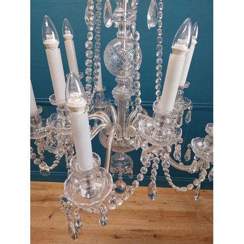 105 - Irish cut crystal ten branch chandelier. {120 cm H x 70 cm Dia.}.