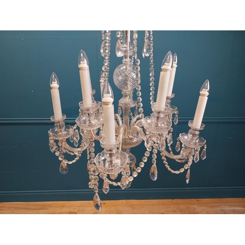 105 - Irish cut crystal ten branch chandelier. {120 cm H x 70 cm Dia.}.