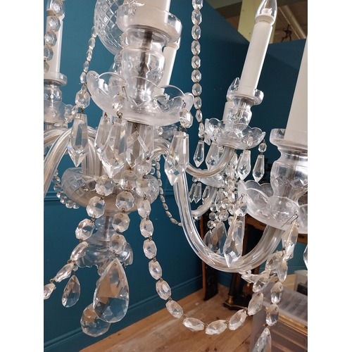 105 - Irish cut crystal ten branch chandelier. {120 cm H x 70 cm Dia.}.