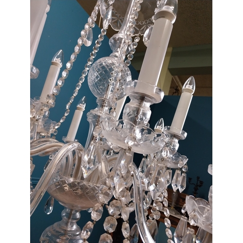 105 - Irish cut crystal ten branch chandelier. {120 cm H x 70 cm Dia.}.