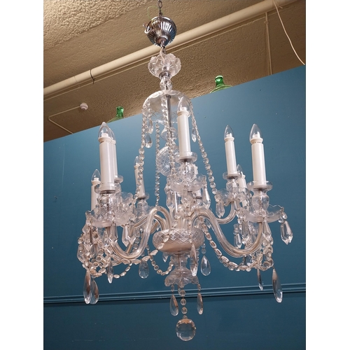 105 - Irish cut crystal ten branch chandelier. {120 cm H x 70 cm Dia.}.