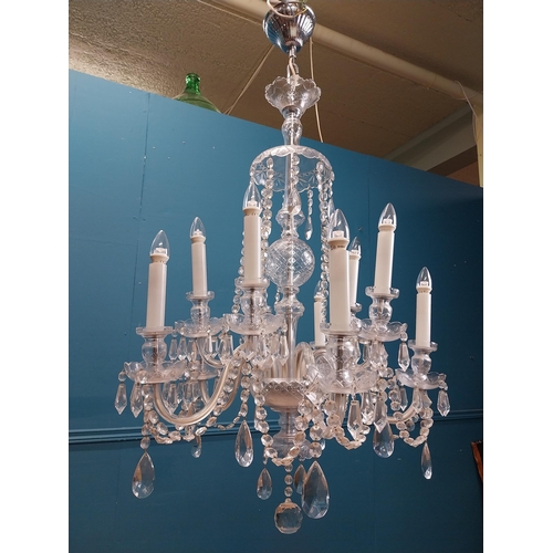 105 - Irish cut crystal ten branch chandelier. {120 cm H x 70 cm Dia.}.