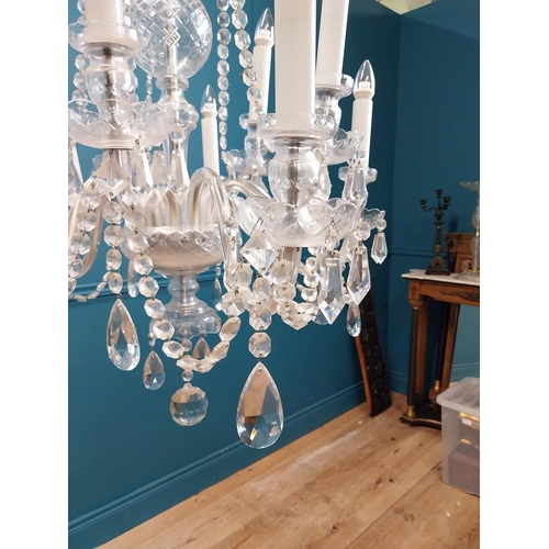 105 - Irish cut crystal ten branch chandelier. {120 cm H x 70 cm Dia.}.