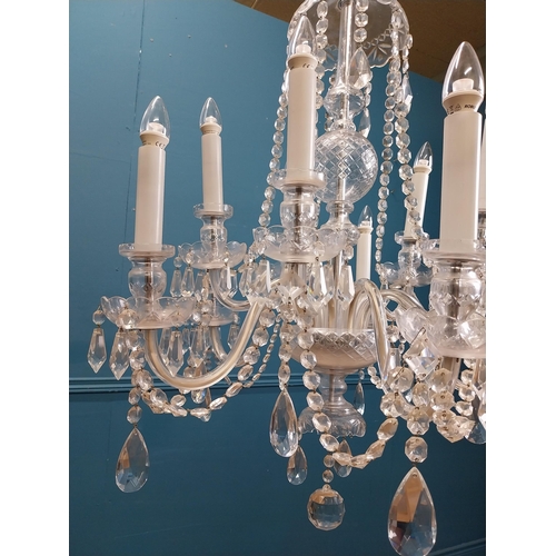 105 - Irish cut crystal ten branch chandelier. {120 cm H x 70 cm Dia.}.