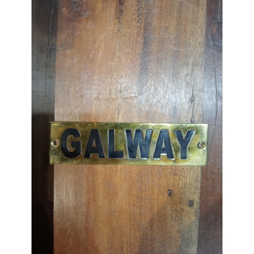 136 - Galway brass sign  {H 4cm x W 15cm }