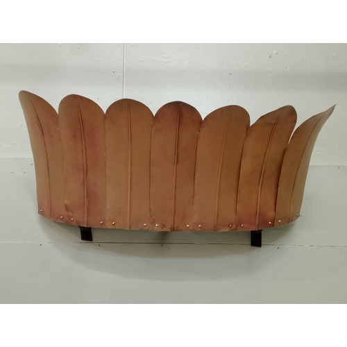 155 - Bronze and copper Art Deco theatre lights from Stella Theatre Dublin circa 1930s A {H 55cm x W 124cm... 