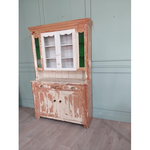 159 - 19th C. Painted pine South of Ireland dresser with two glazed doors over three drawers over two pane... 