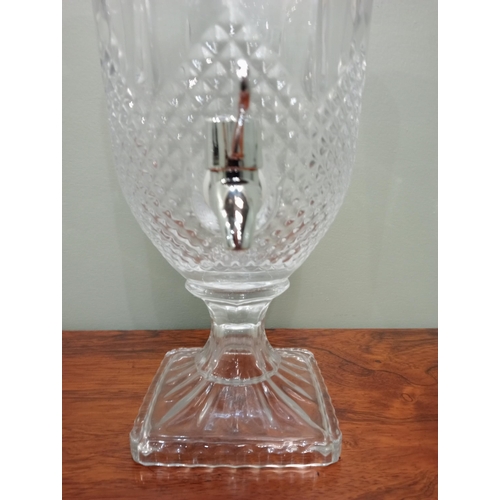 317 - Pair of cut glass decanters { H 46cm x W 16cm x D 20cm }