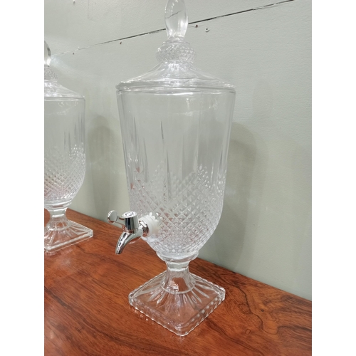 317 - Pair of cut glass decanters { H 46cm x W 16cm x D 20cm }