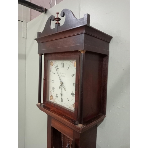 6 - Mahogany cased John Blakeway grandfather clock. {H 210cm x W 49cm x D 24cm }