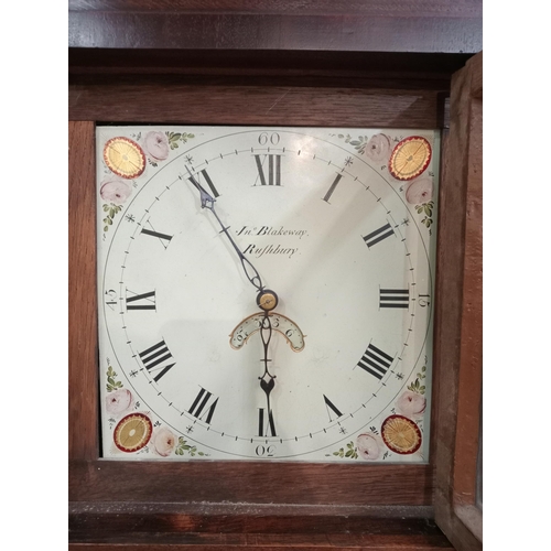 6 - Mahogany cased John Blakeway grandfather clock. {H 210cmx W 49cm x D 24cm }