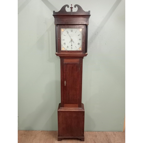 6 - Mahogany cased John Blakeway grandfather clock. {H 210cmx W 49cm x D 24cm }