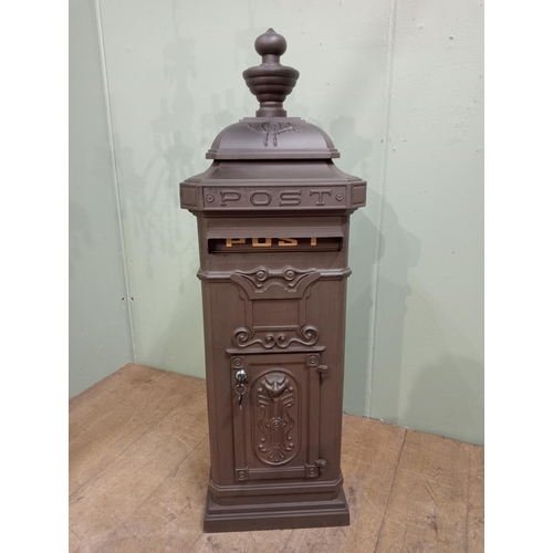 96 - Cast aluminium Post box.  {H 110cm x W 30cm x D 32cm }.