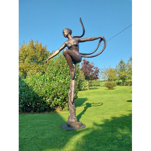 378 - Exceptional quality life size bronze sculpture of a Dancer in the Art Deco style. {233 cm H x 140 cm... 