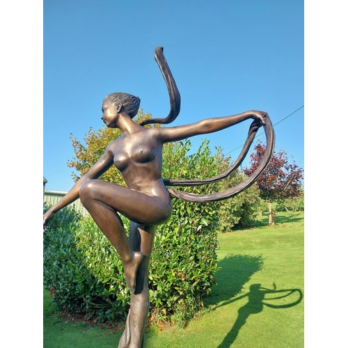 378 - Exceptional quality life size bronze sculpture of a Dancer in the Art Deco style. {233 cm H x 140 cm... 