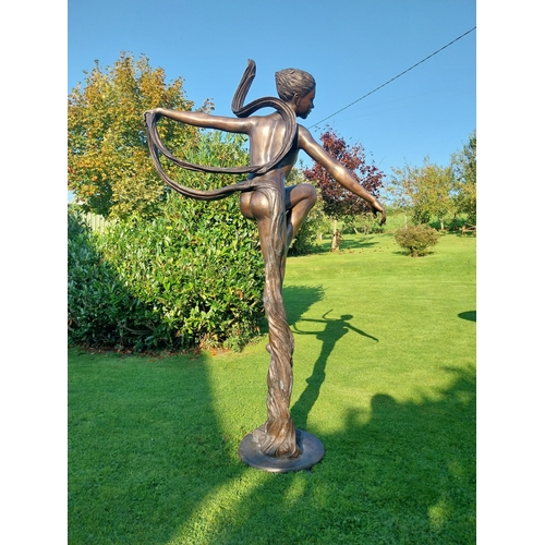 378 - Exceptional quality life size bronze sculpture of a Dancer in the Art Deco style. {233 cm H x 140 cm... 