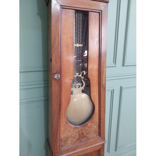 381 - 19th C. French walnut Grandfather clock with embossed brass and enamel dial {236 cm H x 56 cm W x 24... 