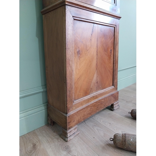 381 - 19th C. French walnut Grandfather clock with embossed brass and enamel dial {236 cm H x 56 cm W x 24... 