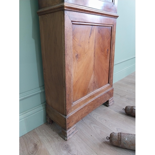 381 - 19th C. French walnut Grandfather clock with embossed brass and enamel dial {236 cm H x 56 cm W x 24... 