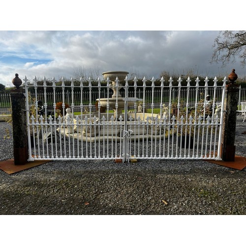 496 - Pair of good quality wrought iron entrance gates {155cm H x 368cm W}