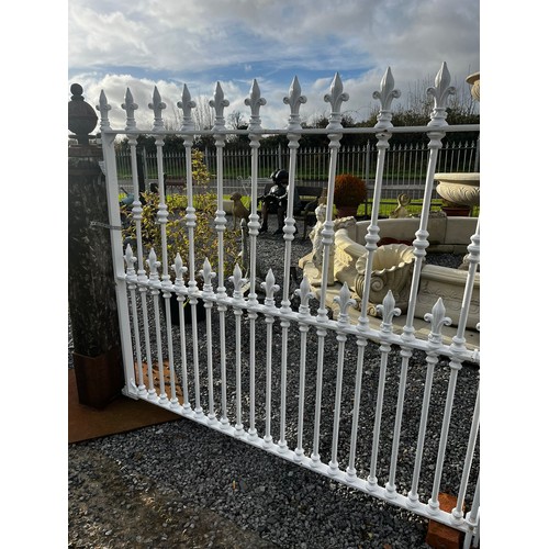 496 - Pair of good quality wrought iron entrance gates {155cm H x 368cm W}