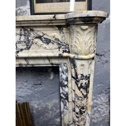 53 - 19th C. French Pavonazza marble fireplace. {116cm H x 175cm W /Inside measurement: 90cm H x 130cm W ... 