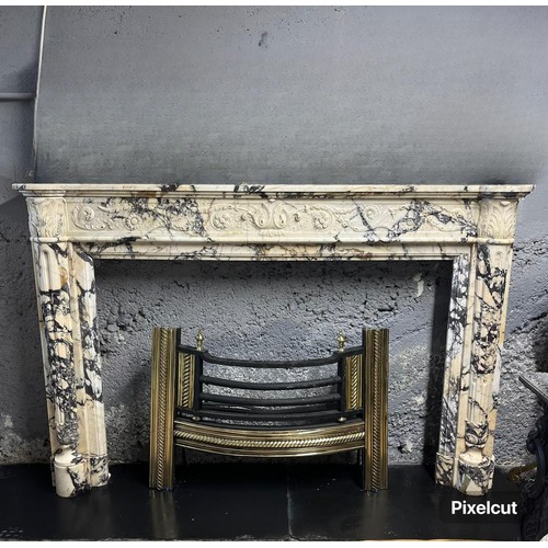 53 - 19th C. French Pavonazza marble fireplace. {116cm H x 175cm W /Inside measurement: 90cm H x 130cm W ... 