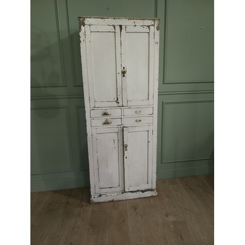 276 - Early 20th C. painted pine cupboard {192cm H x 80cm W x 39cm D}