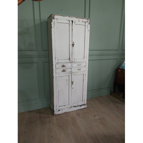 276 - Early 20th C. painted pine cupboard {192cm H x 80cm W x 39cm D}