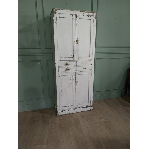 276 - Early 20th C. painted pine cupboard {192cm H x 80cm W x 39cm D}