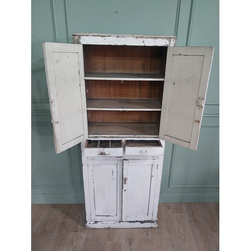 276 - Early 20th C. painted pine cupboard {192cm H x 80cm W x 39cm D}