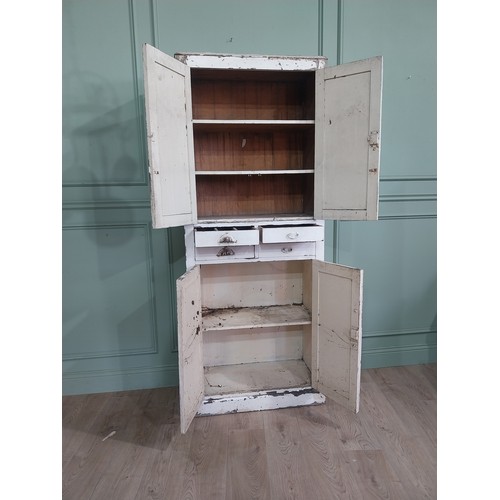 276 - Early 20th C. painted pine cupboard {192cm H x 80cm W x 39cm D}