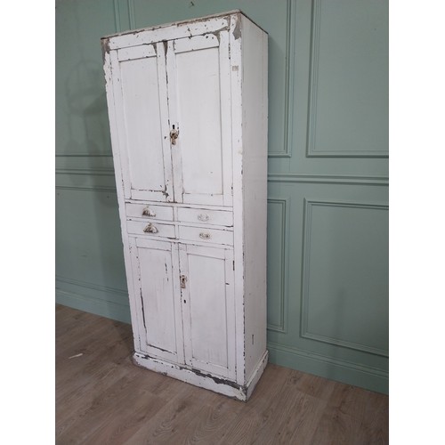 276 - Early 20th C. painted pine cupboard {192cm H x 80cm W x 39cm D}