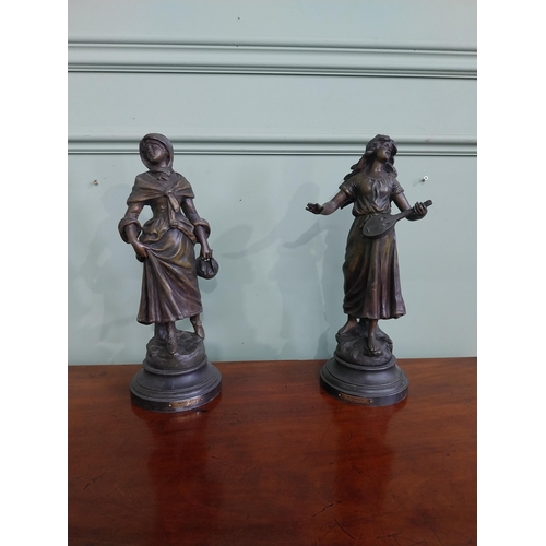 576 - Pair of 19th C. spelter figures {36 cm H x 13 cm Dia.}.