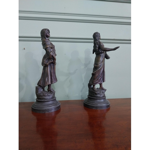 576 - Pair of 19th C. spelter figures {36 cm H x 13 cm Dia.}.