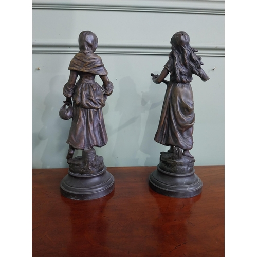 576 - Pair of 19th C. spelter figures {36 cm H x 13 cm Dia.}.