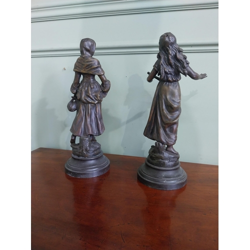 576 - Pair of 19th C. spelter figures {36 cm H x 13 cm Dia.}.