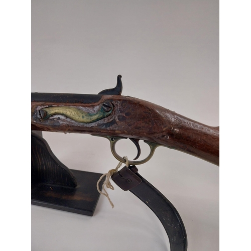 716 - 19th C. percussion capped rifle. {146 cm L}.