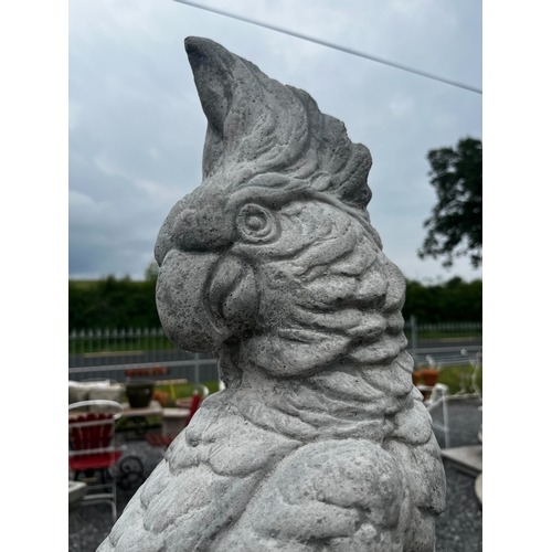 812 - Good quality moulded stone parrot {73cm H x 32cm W x 24cm D}