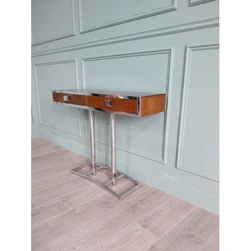 238 - Exceptional quality walnut and chrome console table with two drawers in the frieze in the Art Deco s... 