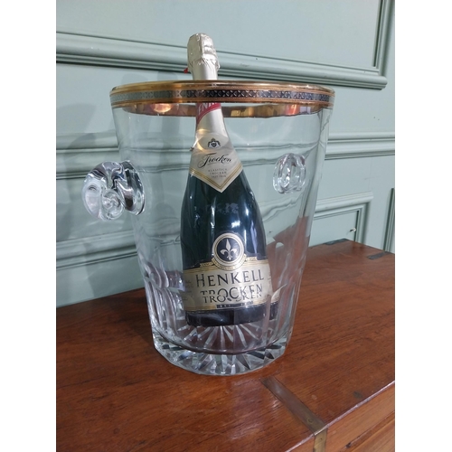 10 - Early 20th C. French gilded glass champagne bucket with scroll knob handles. {25 cm H x 20 cm W x 26... 