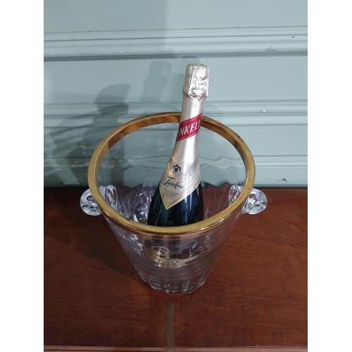 10 - Early 20th C. French gilded glass champagne bucket with scroll knob handles. {25 cm H x 20 cm W x 26... 