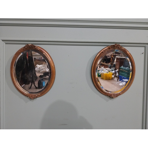 100 - Pair of 19th C. Bevelled oval mirrors. {35 cm H x 30 cm Dia.}