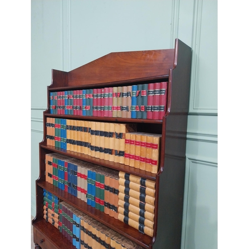 100A - Irish Georgian mahogany waterfall bookcase with two drawers in frieze. {170 cm h x 110 cm W x 35 cm ... 