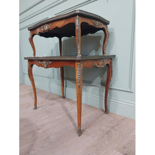 102 - Edwardian French kingwood etagere with ormolu mounts. {82 cm H x 74 cm W x 52 cm D}.