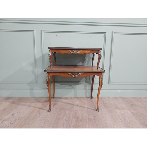 102 - Edwardian French kingwood etagere with ormolu mounts. {82 cm H x 74 cm W x 52 cm D}.