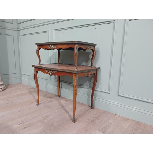 102 - Edwardian French kingwood etagere with ormolu mounts. {82 cm H x 74 cm W x 52 cm D}.