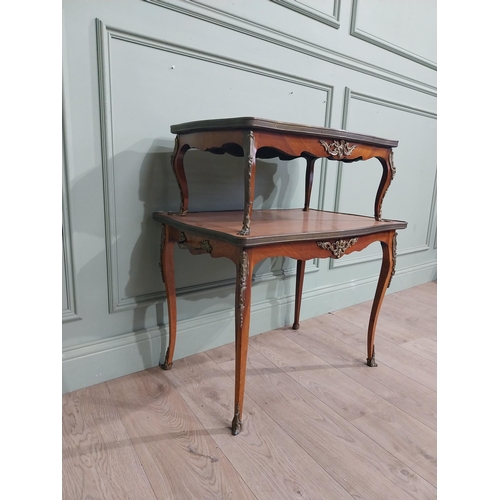 102 - Edwardian French kingwood etagere with ormolu mounts. {82 cm H x 74 cm W x 52 cm D}.