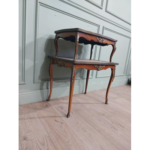 102 - Edwardian French kingwood etagere with ormolu mounts. {82 cm H x 74 cm W x 52 cm D}.