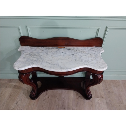 103 - Victorian mahogany and marble console table with cabriole legs and platform base. {95 cm H x 127 cm ... 